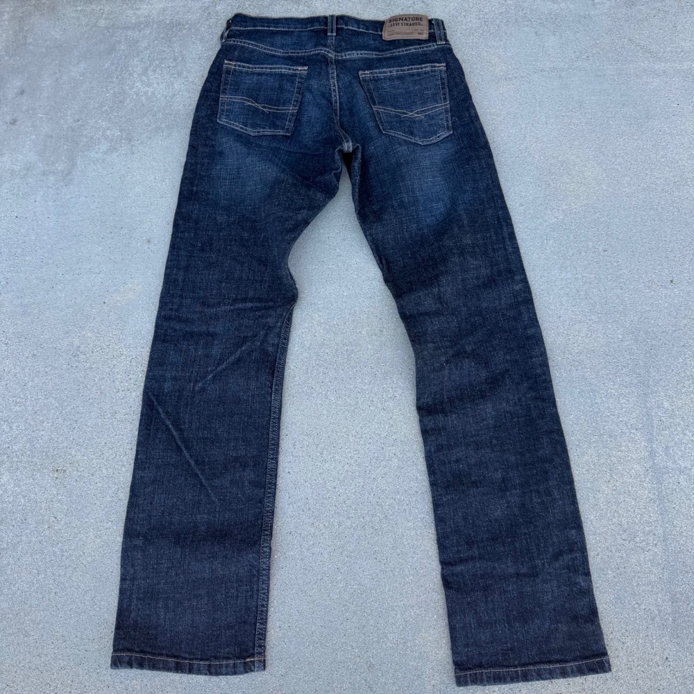Signature by Levi Strauss Co Men S51 Straight Leg Dark Wash Jeans‎ 30x32 Indigo - Picture 9 of 11